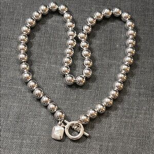Lauren Ralph Lauren Beaded Toggle Necklace/ Silver Tone/16”
